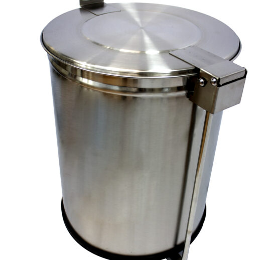 BAC A DECHETS 105L INOX ROULANT (2 ROULETTES) COUVERCLE DEMONTABLE COMMANDE PAR PEDALE
