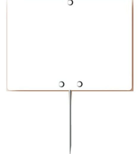 PAQUET DE 10 PCS ETIQUETTES EN PVC BLANCHES SANS ROULETTES AVEC PIQUE INOX
