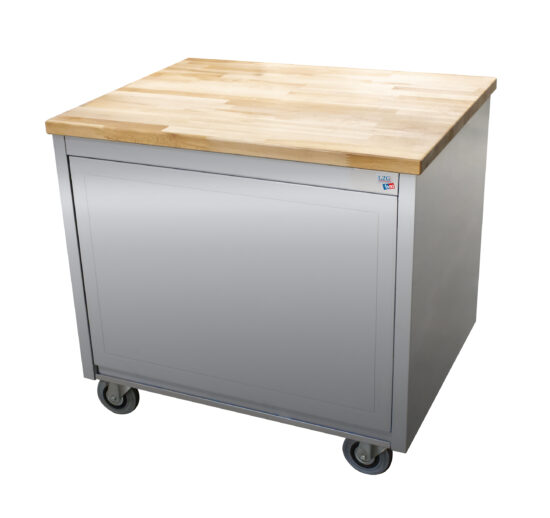 ARMOIRE PARISIEN BAS INOX 304, SUR ROULETTES INOX D.125MM,  7 NIVEAUX POUR GRILLES 800X600 MM