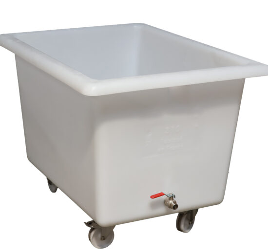 BAC A GLACE PEHD 310L, 2 ROUES INOX (2 FIXES +2 PIVOTANTES AF, ROBINET DE VIDANGE, CAP.: 180 KG
