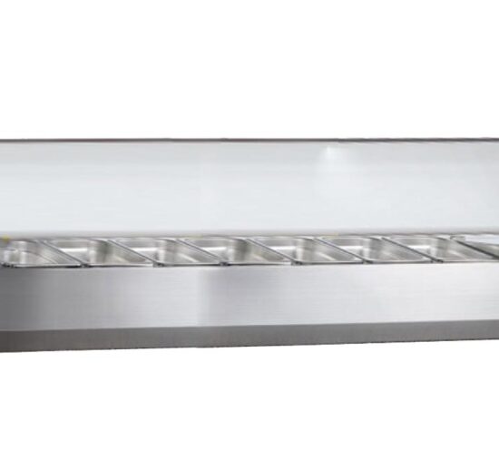 VITRINE A INGREDIENTS INOX, +2/+8°C, GAZ R600A COUVERCLE INOX, 8GN1/3-150 NON COMPRIS