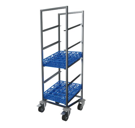 CHARIOT INOX DE RANGEMENT POUR CASIERS DE LAVE-VAISSELLE 500X500 MM, 5 NIVEAUX
