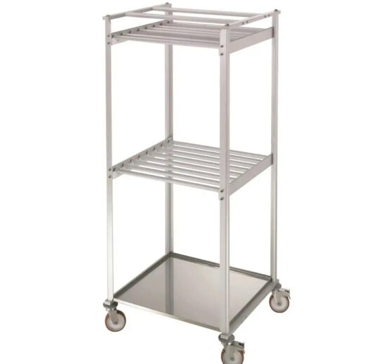 CHARIOT DE SECHAGE ALUMINIUM 2 NIVEAUX SANS BARRES ACCROCHE-CHARCUTERIE, SANS BASSINE