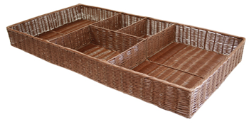 PRESENTOIR POLYPROPYLENE RECTANGULAIRE 5 CASES IMITATION OSIER CHOCOLAT, 1200X600X125 MM