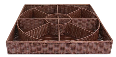 ROUE POLYPROPYLENE 16 CASES IMITATION OSIER CHOCOLAT, 800X800X120 MM