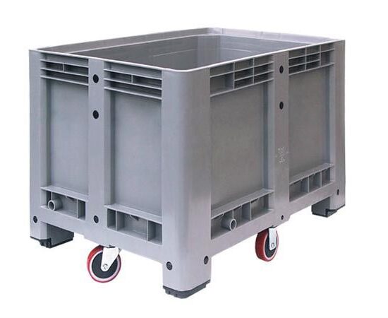 BAC A GLACE ROULANT POLYETHYLENE 500 LITRES AVEC VIDANGE, COULEUR GRIS