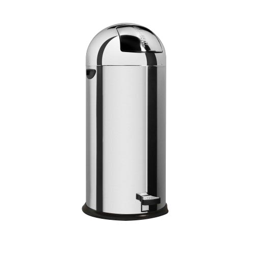 POUBELLE OBUS INOX AVEC PEDALE PANIER INTERIEUR EN ACIER GALVANISÉ