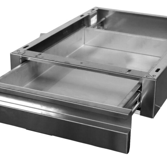 BLOC 1 TIROIR H-100MM GAMME 700 GN1/1 INOX 304 SUR GLISSIERES TELESCOPIQUES, PR PIEDS RONDS