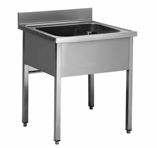 PLONGE INOX 304 DEMONTABLE, 1 BAC 500X500X300 MM PIEDS CARRES, SANS EGOUTTOIR