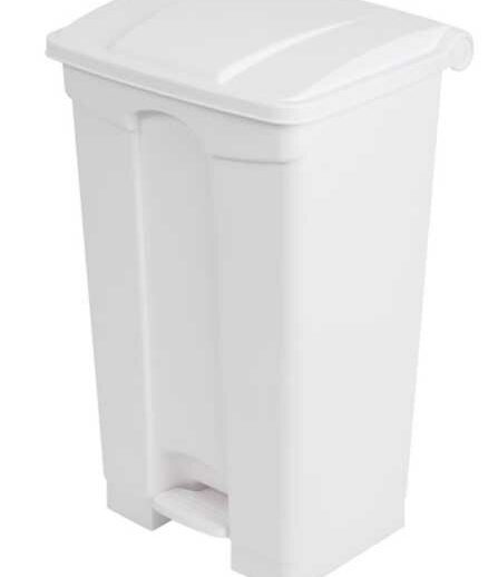 POUBELLE BLANCHE POLYPROPYLENE 50L COUVERCLE BLANC