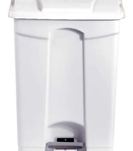 POUBELLE BLANCHE POLYPROPYLENE 90L ROULANTE, COUVERCLE BLANC