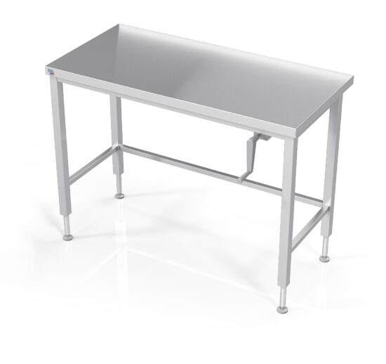 TABLE INOX SOUDEE INOX 304 CENTRALE CONFOR'TABLE REGLABLE EN HAUTEUR PAR MANIVELLE
