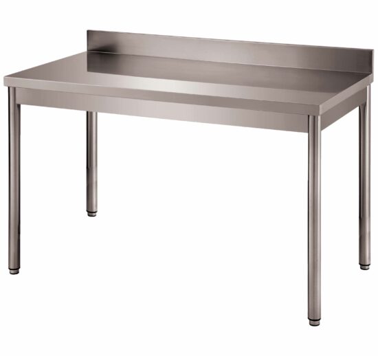 TABLE ADOSSEE DEMONTABLE INOX 304, PIEDS RONDS,