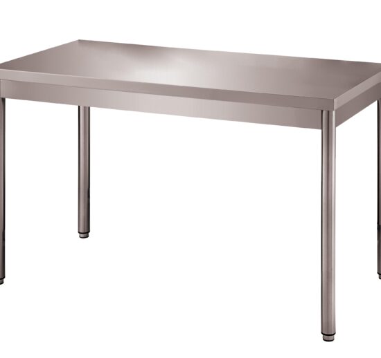 TABLE CENTRALE DEMONTABLE INOX 304, PIEDS RONDS