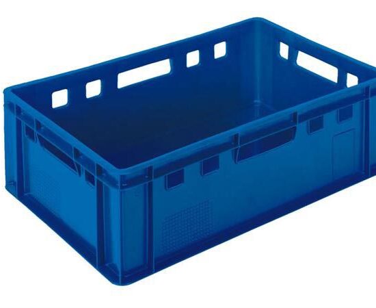 BAC DE MANUTENTION 600X400 MM EN HDPE, EMPILABLE COULEUR BLEU, FOND LISSE