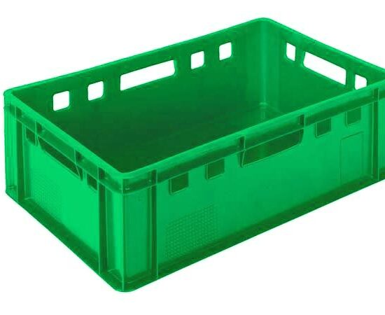 BAC DE MANUTENTION 600X400 MM EN HDPE, EMPILABLE COULEUR VERT, FOND LISSE