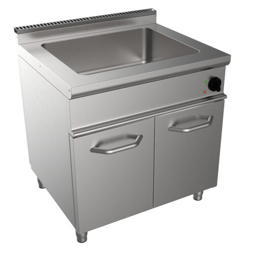 BAIN-MARIE ELECTRIQUE INOX 304 TRIPHASE SUR MEUBLE PLACARD FERME 2 PORTES, GN2/1-200