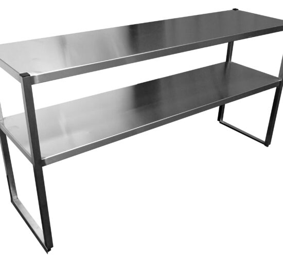 ETAGERE SUR COLONETTES INOX 304, 2 NIVEAUX
