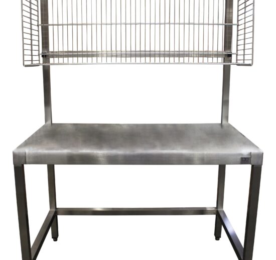TABLE DE MISE SOUS BARQUETTES, DESSUS INOX