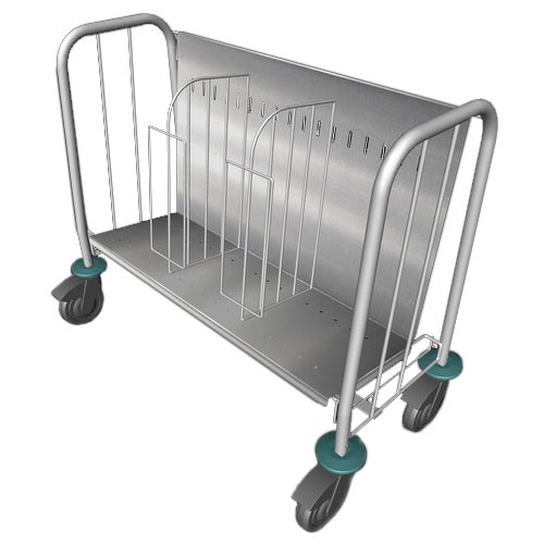 CHARIOT ASSIETTES INOX, 200 ASSIETTES D.260MM 2 SEPARATIONS FIL VERTICALES
