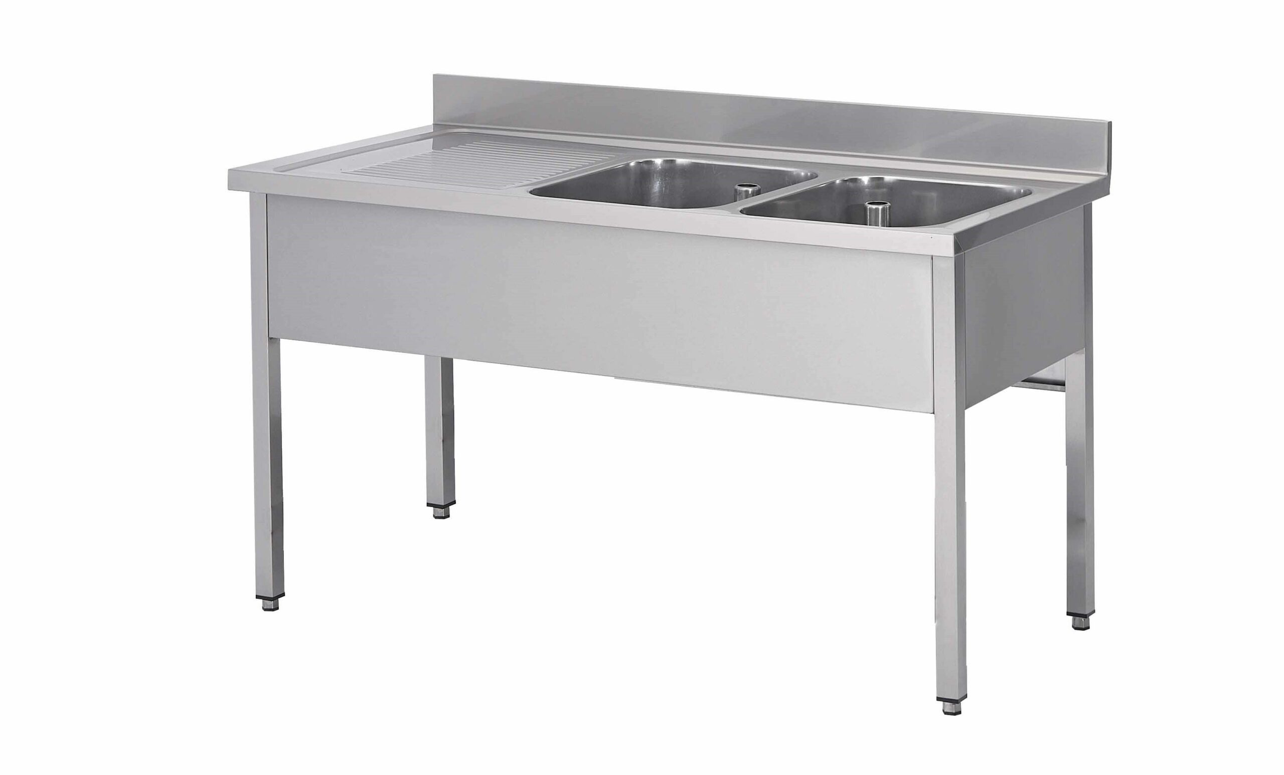 PLONGE INOX SOUDEE, 2 BACS 500X500X300 MM EGOUTTOIR A GAUCHE
