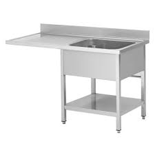 PLONGE INOX 304 SOUDEE, ENCASTREMENT LV BAC DROITE 1 BAC 600X500X300, EGOUTTOIR A GAUCHE AVEC ETAGERE