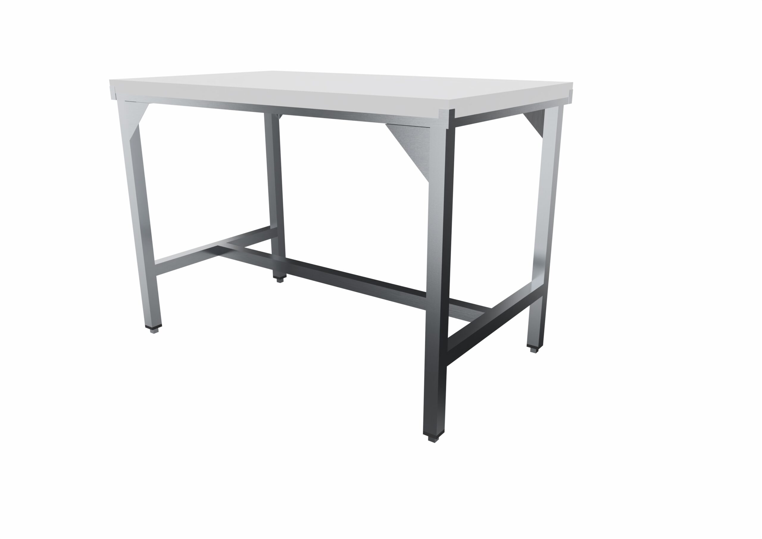 TABLE D'AFFALAGE CENTRALE DESSUS INOX 304 DESSUS POLY NATUREL EP.40 MM