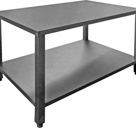 TABLE INOX SOUDEE CENTRALE AVEC ETAGERE