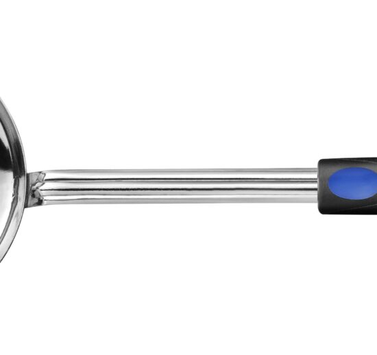 ECUMOIRE INOX D.120 MM, MANCHE POLYPROPYLENE NOIR L-365 MM