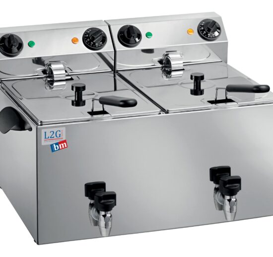FRITEUSE ELECTRIQUE 2 CUVES DE 8L AVEC ROBINET DE VIDANGE