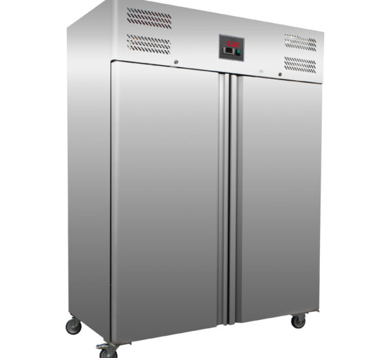 ARMOIRE REFRIGEREE INOX 2 PORTES -2/+8°C FROID VENTILE, 6 GRILLES GN2/1, 4 ROULETTES Ø100MM