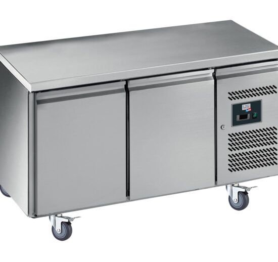 DESSERTE REFRIGEREE INOX CENTRALE -18/-22°C, 2 P. GN1/1, SUR ROULETTES Ø 100 MM