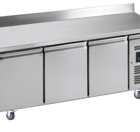 DESSERTE REFRIGEREE INOX DOSSERET 100X20MM -2/+8°C 3 P. GN1/1, SUR ROULETTES Ø 100 M