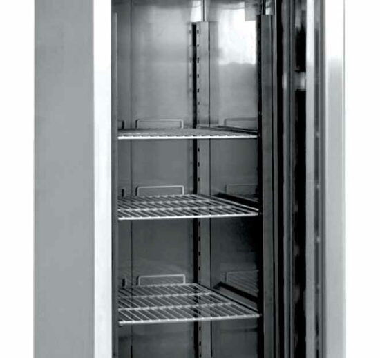 ARMOIRE REFRIGEREE INOX 1 PORTE -18/-22°C FROID VENTILE, 3 GR. GN2/1, ROULETTES Ø100 MM