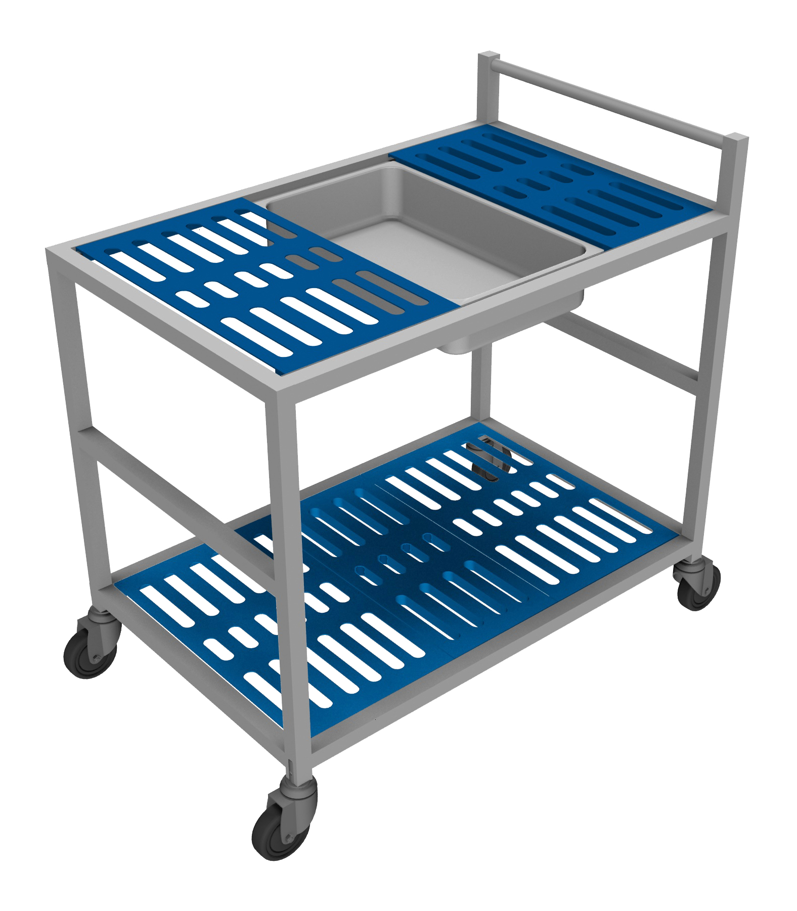 CHARIOT INOX HACCP AVEC 2 NIVEAUX DE PLATEAUX DEMONTABLES EN POLYPROPYLENE