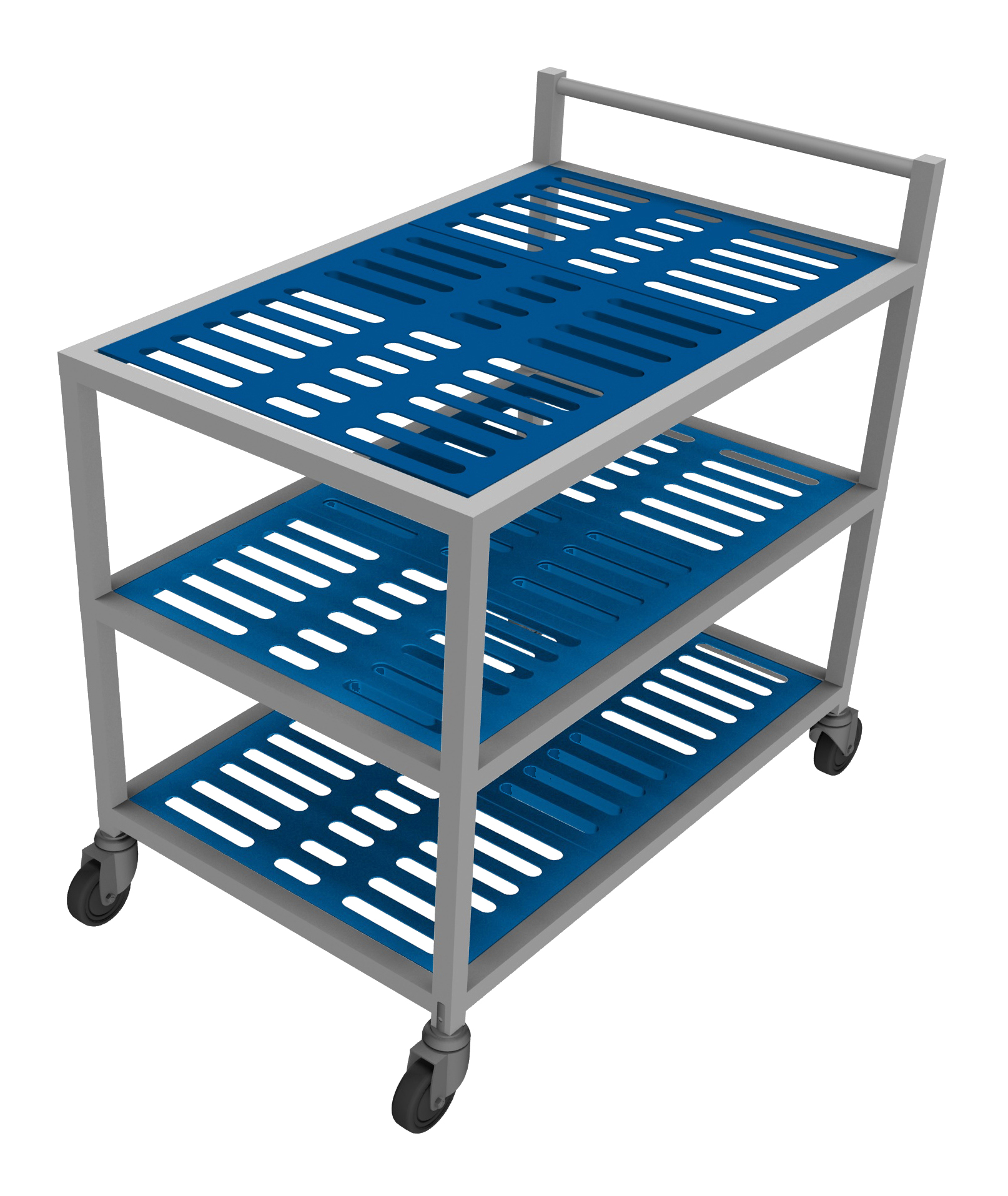CHARIOT INOX HACCP AVEC 3 NIVEAUX DE PLATEAUX DEMONTABLES EN POLYPROPYLENE