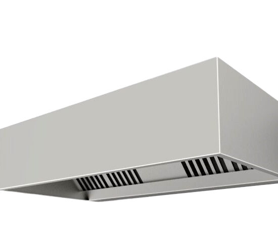HOTTE MURALE RECTANGULAIRE,2 FILTRES,1300M3/H AVEC ECLAIRAGE LED GAINE 232X208MM AU DESSUS AU CENTRE