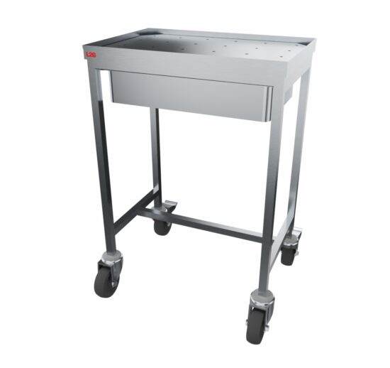 CHARIOT DE DEBROCHAGE INOX304 STRUCTURE TUBE 25X25 BAC INOX POINTE DE DIAMAND P.40MM