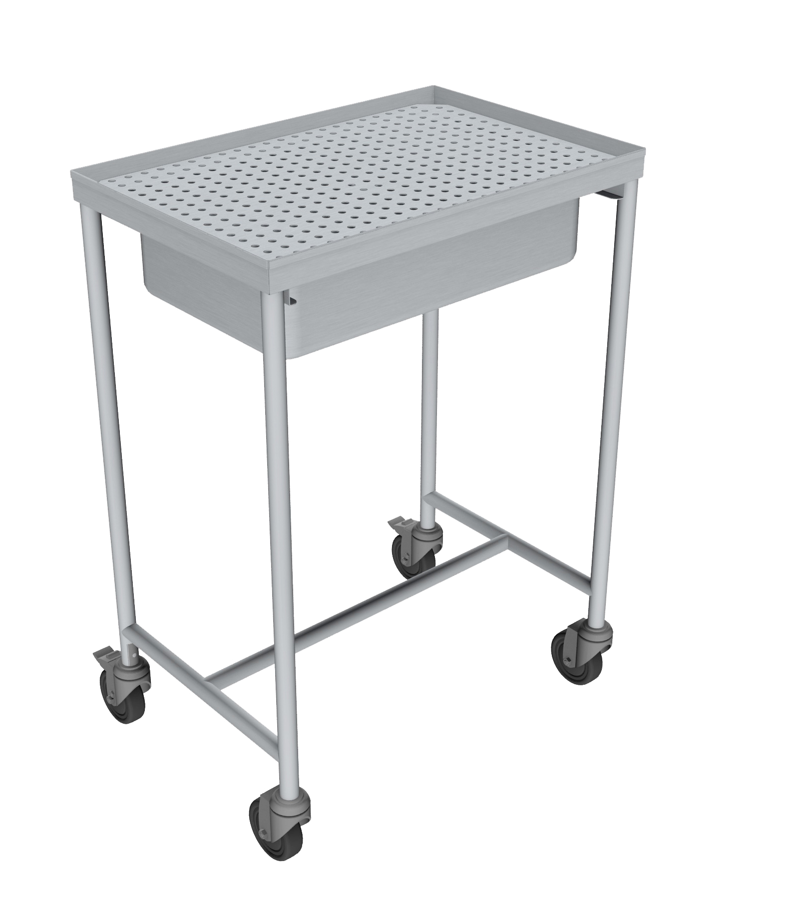 CHARIOT DE DEBROCHAGE INOX304 STRUCTURE TUBE 25X25 BAC INOX POINTE DE DIAMAND P.40MM