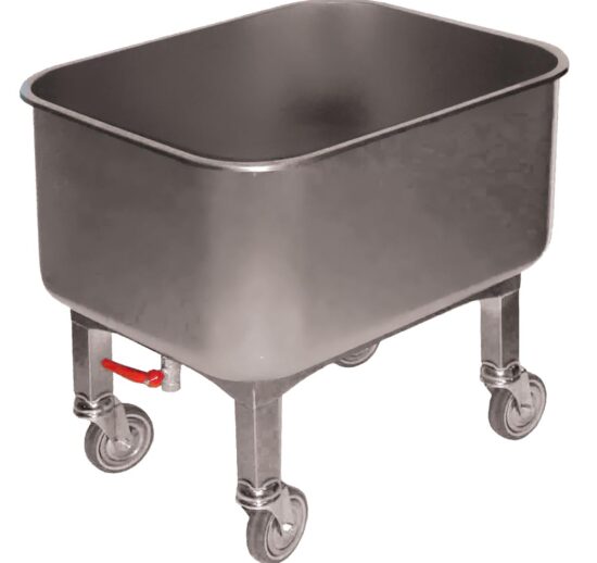 CUVE ROULANTE INOX 304, 80L, ROBINET DE VIDANGE ROUES CHAPE ZINGUEES
