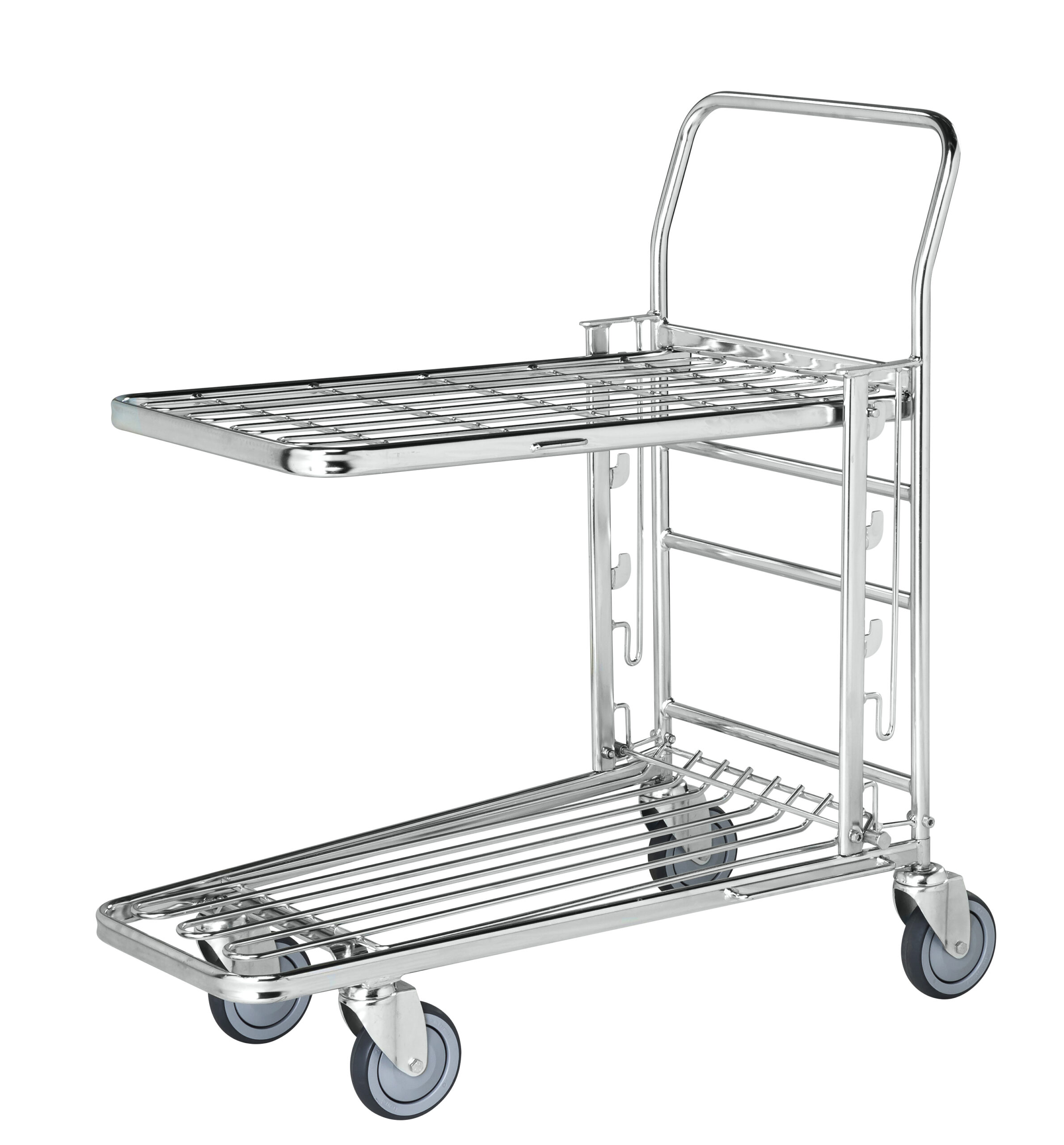 CHARIOT DE MANUTENTION GALVANISE AVEC VERNIS TRANSPARENT EMBOITABLE, 2 NIVEAUX