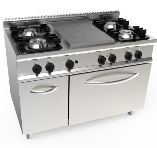PLAQUE COUP DE FEU 4.5KW + FEUX GAZ: 2X4.5+2X7.5KW SUR FOUR ELECTRIQUE GN2/1 5.48 KW