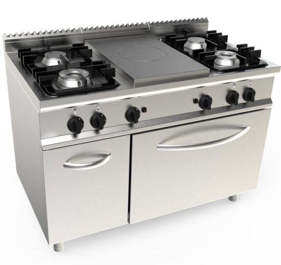 PLAQUE COUP DE FEU 4.5KW + FEUX GAZ: 2X4.5+2X7.5KW SUR FOUR GAZ GN2/1, 7.9 KW