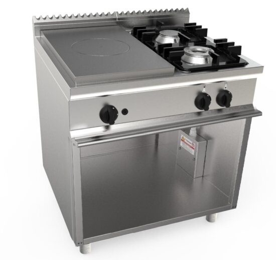 PLAQUE COUP DE FEU 4.5KW + 2 FEUX GAZ (4.5+7.5KW) SUR PIETEMENT OUVERT