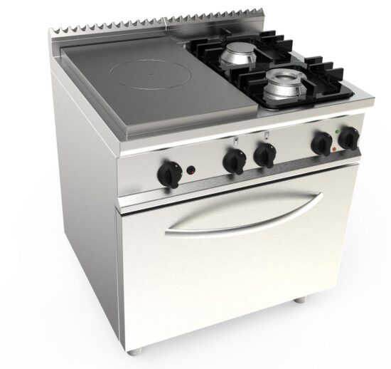 PLAQUE COUP DE FEU 4.5KW + 2 FEUX GAZ (4.5+7.5KW) SUR FOUR ELECTRIQUE GN2/1 5.48 KW