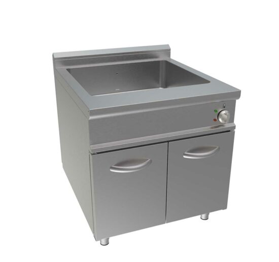 BAIN-MARIE ELECTRIQUE INOX 304 TRIPHASE SUR MEUBLE PLACARD FERME 2 PORTES, GN2/1-200