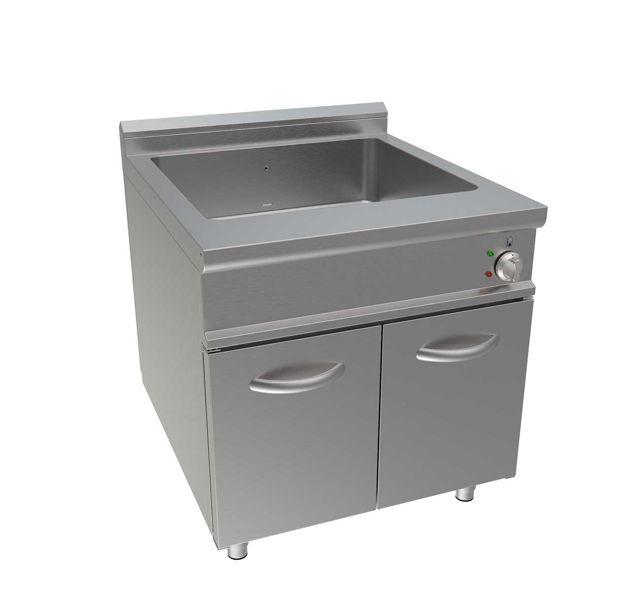 BAIN-MARIE ELECTRIQUE INOX 304 TRIPHASE SUR MEUBLE PLACARD FERME 2 PORTES, GN2/1-200