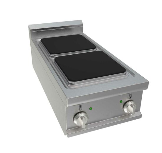 FOURNEAU ELECTRIQUE 2 PLAQUES CARREES 300X300MM A POSER 2X4 KW