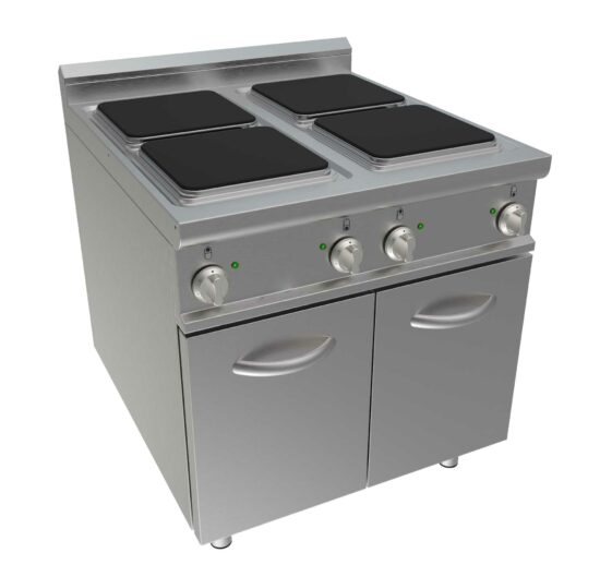 FOURNEAU ELECTRIQUE 4 PLAQUES CARREES 300X300MM 4X4KW SUR MEUBLE PLACARD FERME