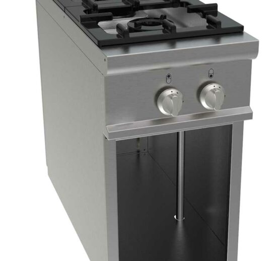 FOURNEAU GAZ 2 BRULEURS SUR MEUBLE PLACARD OUVERT 5.5KW+7.4 KW